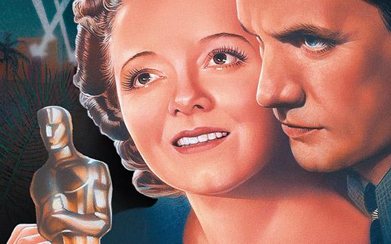 A Star Is Born poster featuring Janet Gaynor and Frederic March.